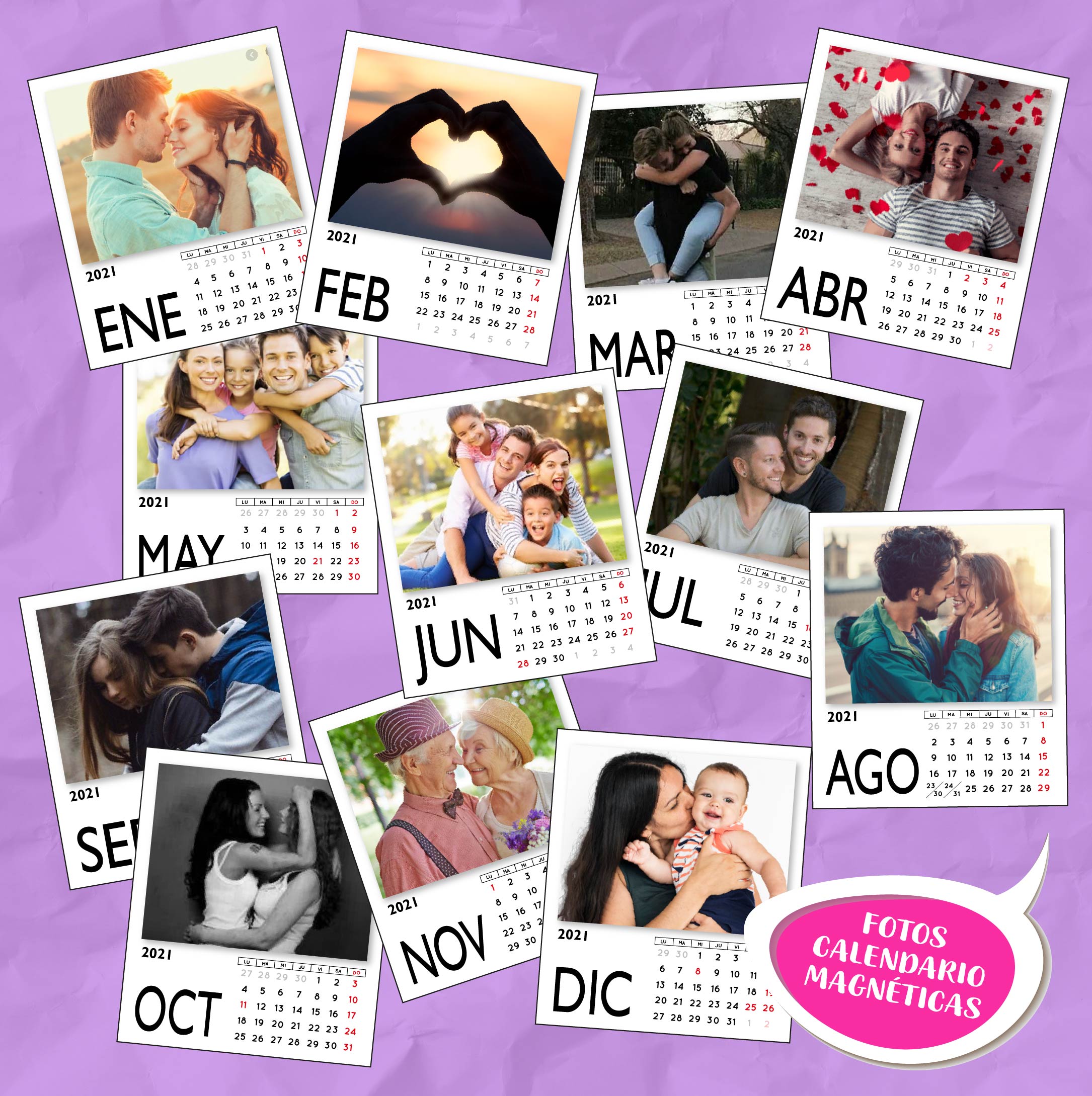 SET FOTOS CALENDARIO MAGNÉTICAS