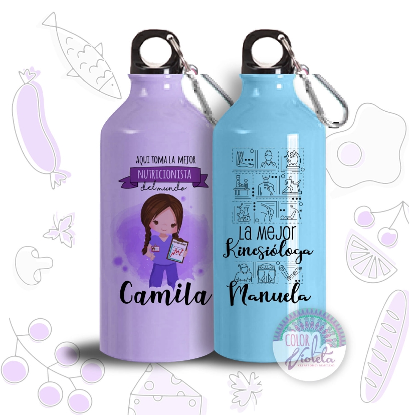 BOTELLA METÁLICA NUTRICIONISTA Y KINESIÓLOGO
