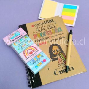 SET CUADERNO ECO CON LÁPIZ, CHOCOLATES Y POST IT