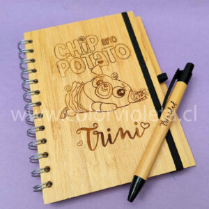 CUADERNO BAMBOO CON LÁPIZ GRABADO