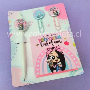 SET LÁPIZ CHAPITA, POST IT Y CLIPS