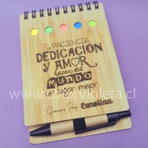 LIBRETA MEMO SET BAMBOO GRABADA