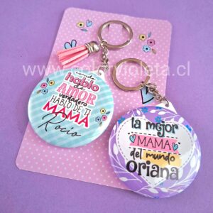 CHAPITA LLAVERO ESPEJO PERSONALIZADA