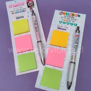 SET LÁPIZ PASTA + POST IT COLORES